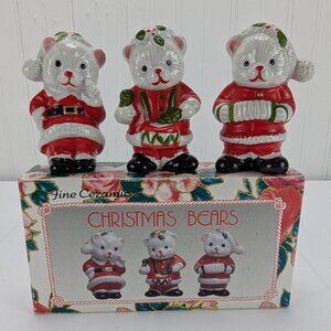 Vintage Christmas Bears Figurines Hand Painted Fine Ceramic Nick Kouretas & Co